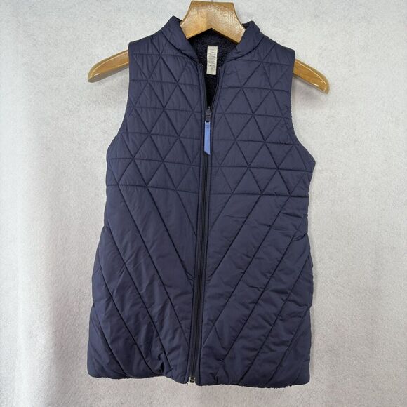 Lululemon Ivivva Girls Vest Blue Reversible Sherpa Lined Quilted Athletic Sz‎ 12 - Picture 1 of 9